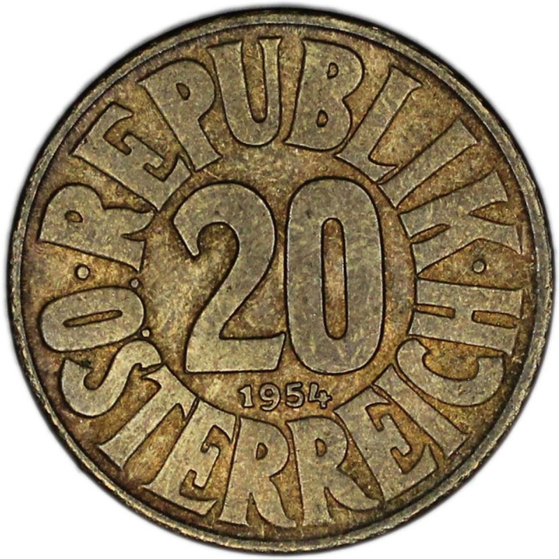 AUSTRIA coin 20 Schillings 1954 UNC Uncirculated