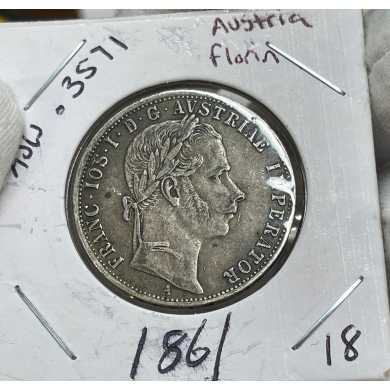 1861 Austria One Florin Silver Coin 0.3571 OZ ASW Great Condition