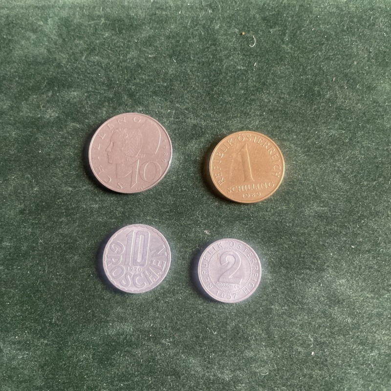4 X Austria Coins 10 1 Schilling 10 2 Groschen  Circulated Coins 4 Coins