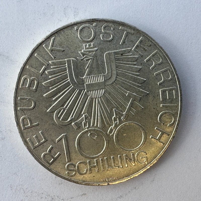 1979 Austria 100 Schilling Silver Coin 700 Years Wiener Neustadt Cathedral KM-29
