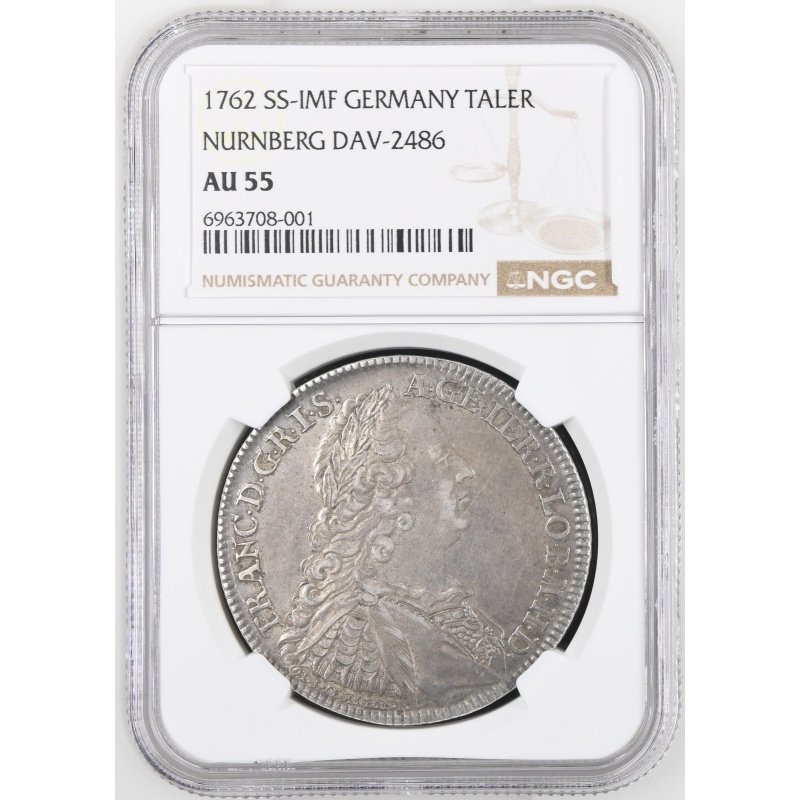 1762 NGC AU55 Germany Taler SS-IMF Nurnberg DAV-2486