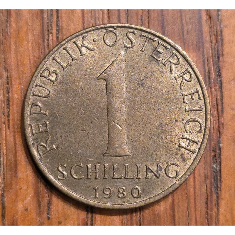 1980 Austria 1 Schilling, Denomination, 3 Edelweiss Flowers Aluminum-Bronze