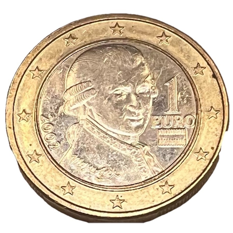 2002 Austria 1 Euro Coin - 1st Map - Wolfgang Amadeus Mozart Combined Shipping