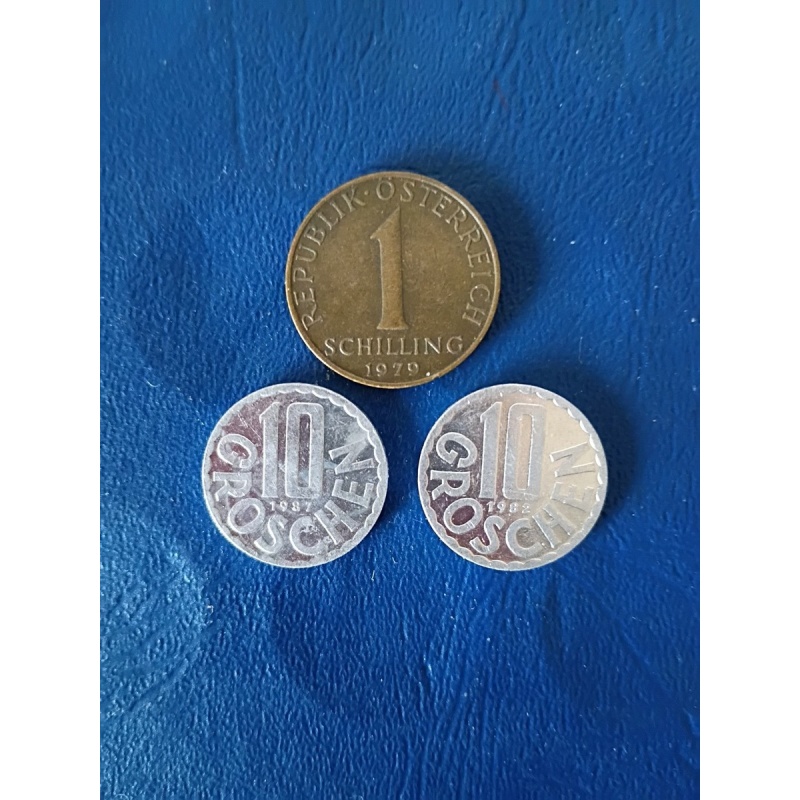 Pre-Euro - Set Of 3 Austria Coins, 1 Shilling 1979, 10 Groshen 1982 & 1987, Nice
