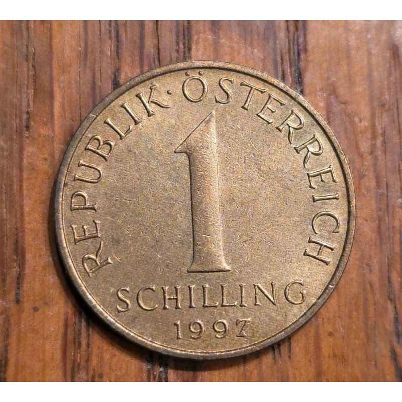 1997 Austria 1 Schilling, Denomination, 3 Edelweiss Flowers Aluminum-Bronze
