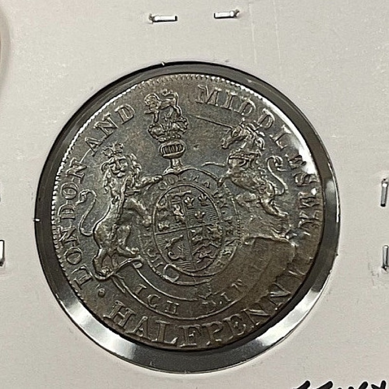 ND (1790s) Great Britain Conder 1/2 Half Penny Token Middlesex Nice AU Condition