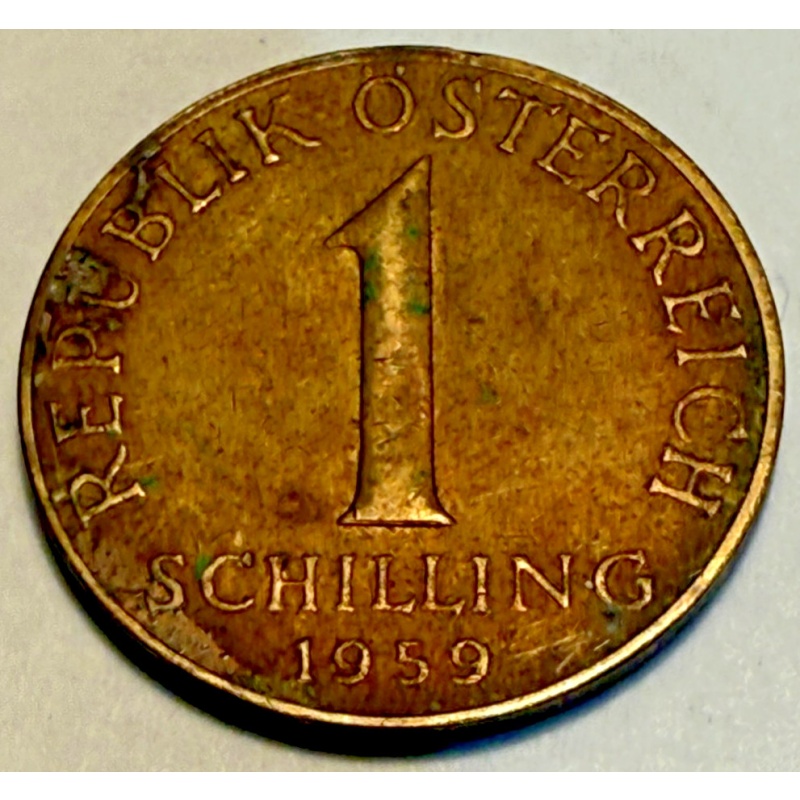 1959  AUSTRIA 1 SCHILLING--ALUMINUIM BRONZE COMP. COIN-KM# 2886