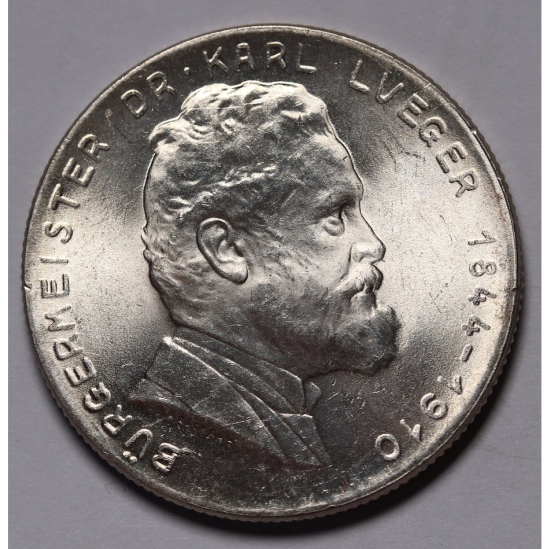 1935 Austria 2 Schilling Silver Coin KM#?2855 Death of Karl Lueger Unc