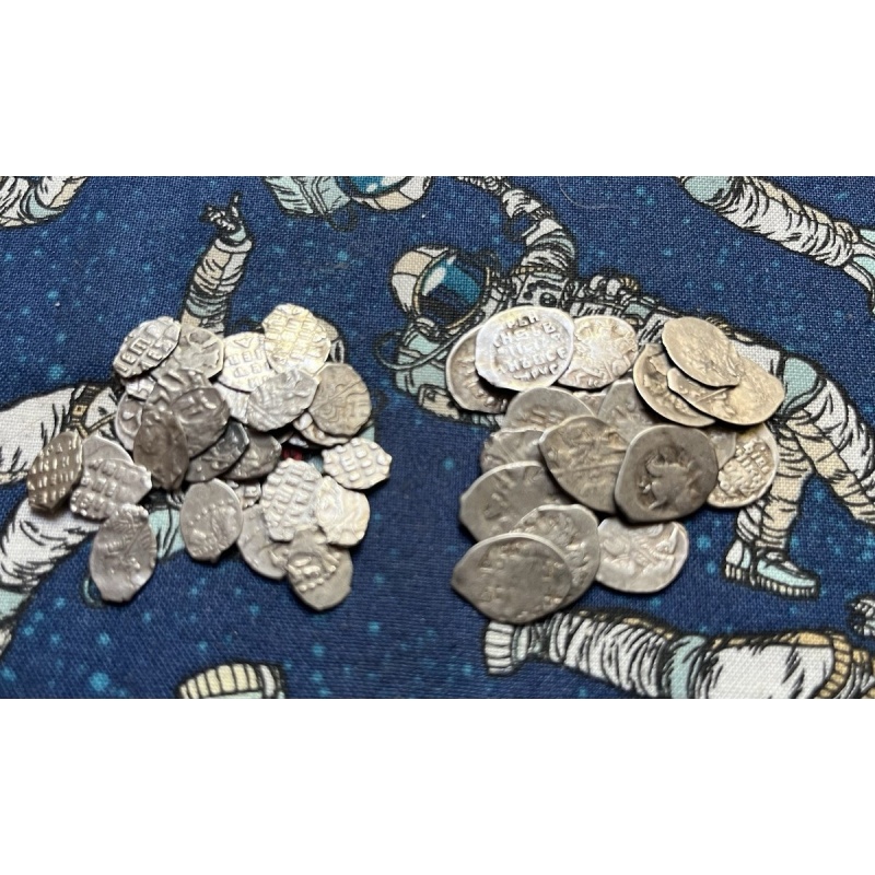 Lot Of 50 Kopek -30 Ivan Terrible -20 Peter Great Very Fine Silver Coins Qty 50