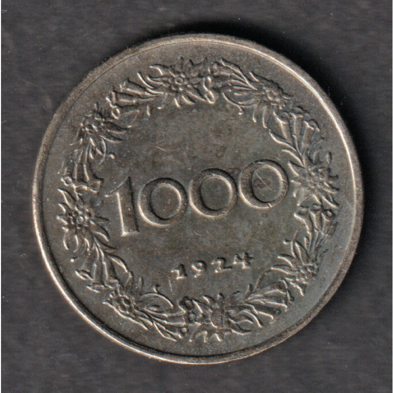 Austria 1000 Kroner coin 924 lightly circulated condition