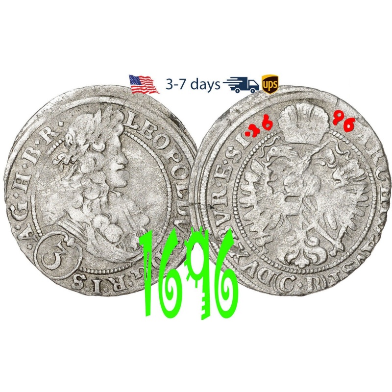 Austria 3 Kreuzer 1696 Habsburg  Leopold I, Silver Coin #19512