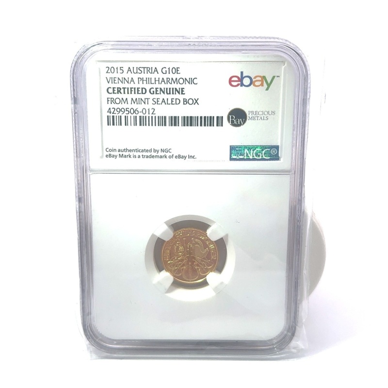 2015 Austria Vienna Philharmonic Gold 10 Euro Coin CERTIFIED GENUINE
