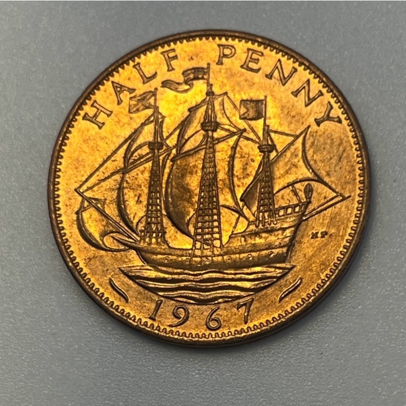 1967 Great Britain Half Penny 1/2 UNC Uncirculated Bronze Coin