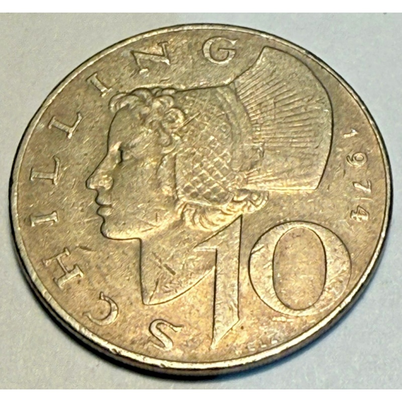 1974 Austria 10 Ten Schillings Actual Coin