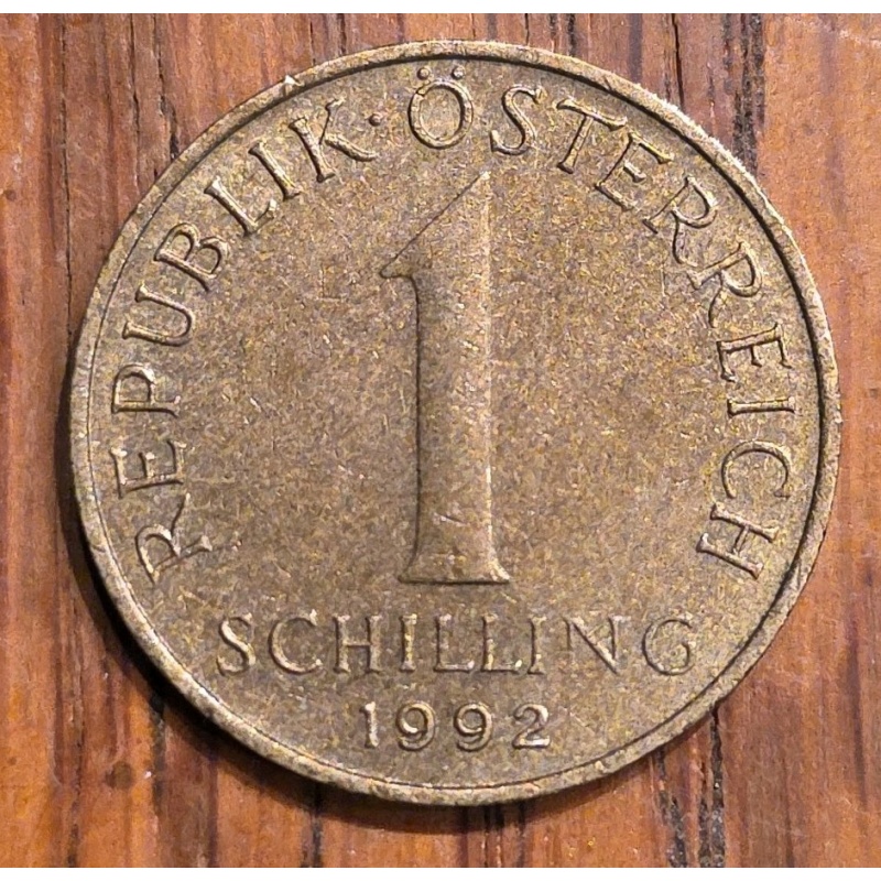 1992 Austria 1 Schilling, Denomination, 3 Edelweiss Flowers Aluminum-Bronze