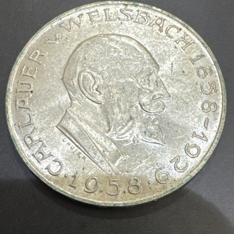 1958 ???? Austria 25 Schilling Silver Coin Carl Auer von Welsbach Higher Grade