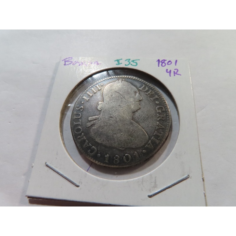 I35 Bolivia 1801-PTS, PP Silver 4 Reales Nice Toning