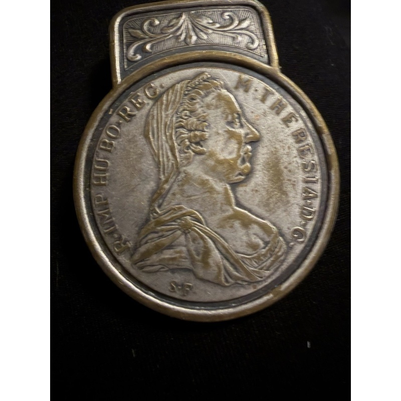 Austria Queen Maria Theresia Silver Coin Money Clip, Double Headed Eagle Back