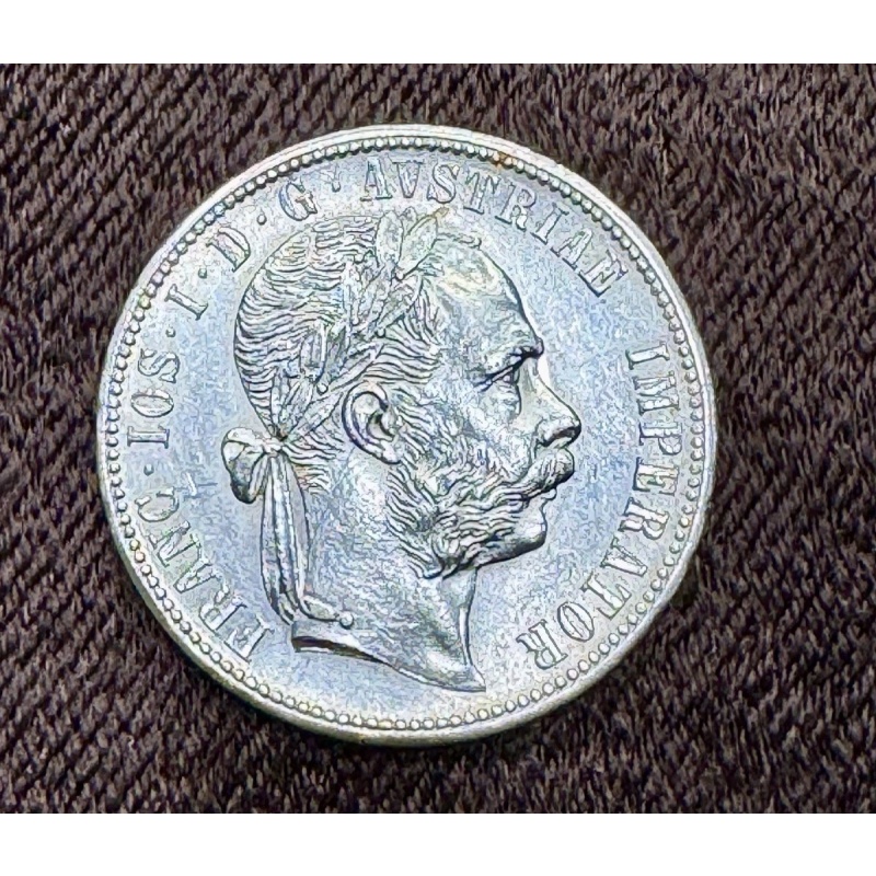 1876 AUSTRIA FLORIN SILVER COIN UNC