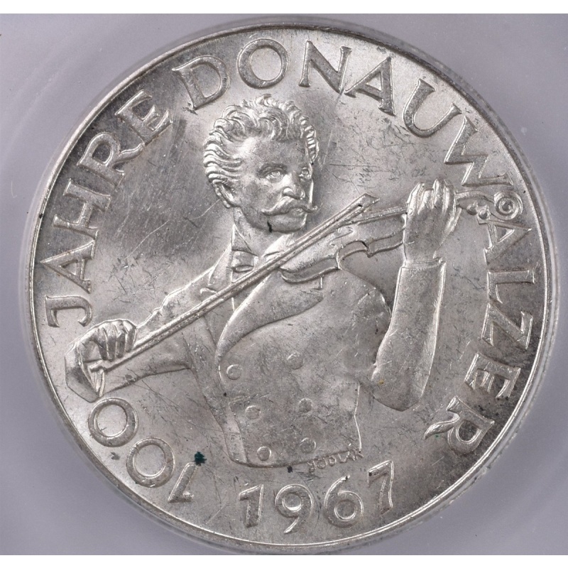 1967 Austria 50 Schilling 20g Silver 0.900 - ICG MS63 - KM#2902