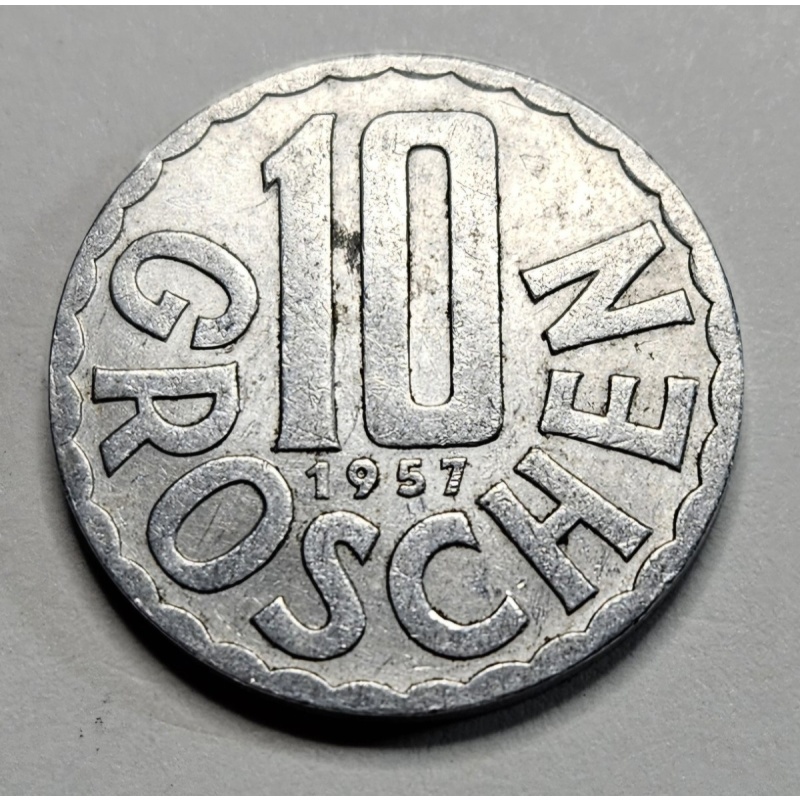 1957 Austria 10 Ten Groschen - Aluminum Coin - Austrian - World Coin - Europe