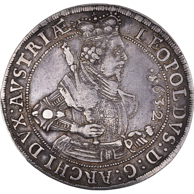 [#1064700] Coin, Austria, Leopold V, posthumous, Thaler, 1632, Hall, AU, Sil, ve