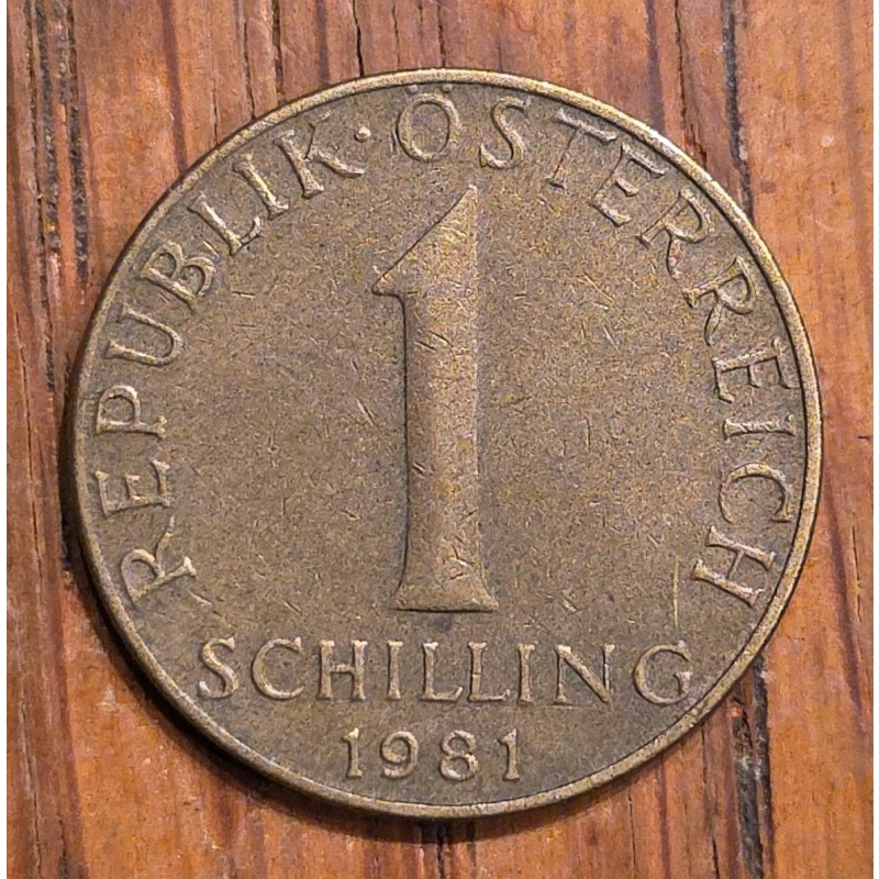 1981 Austria 1 Schilling, Denomination, 3 Edelweiss Flowers Aluminum-Bronze