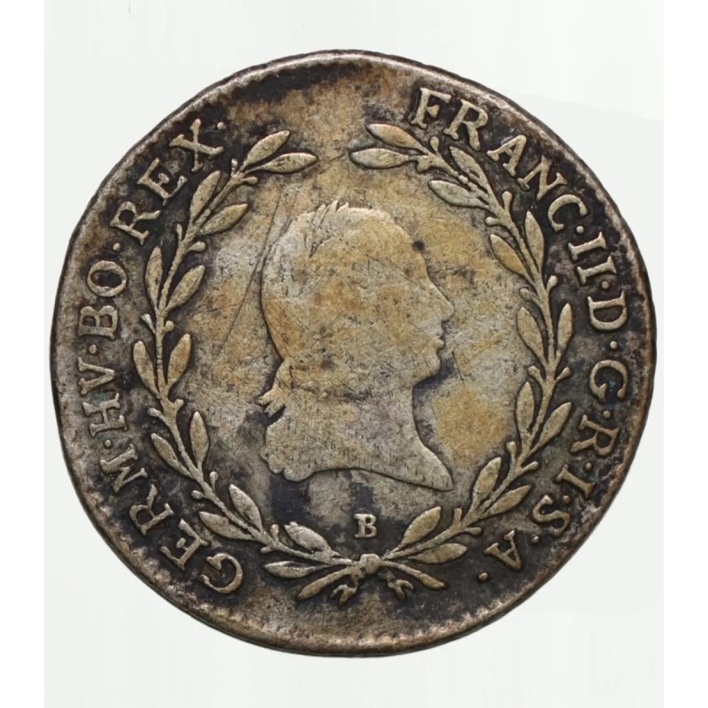 1796 Austria 20 Kreuzer Silver Coin Damaged Historic 18th Century Coin