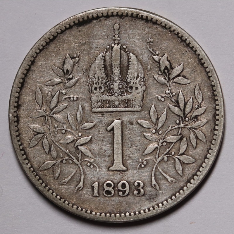 1893 Austria Silver Corona Coin  Francis Joseph I	KM#?2804