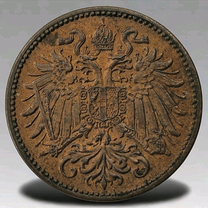 Unc 1911 Austria 2 Heller Bronze Coin Franz Joseph I KM#2801 NP0515