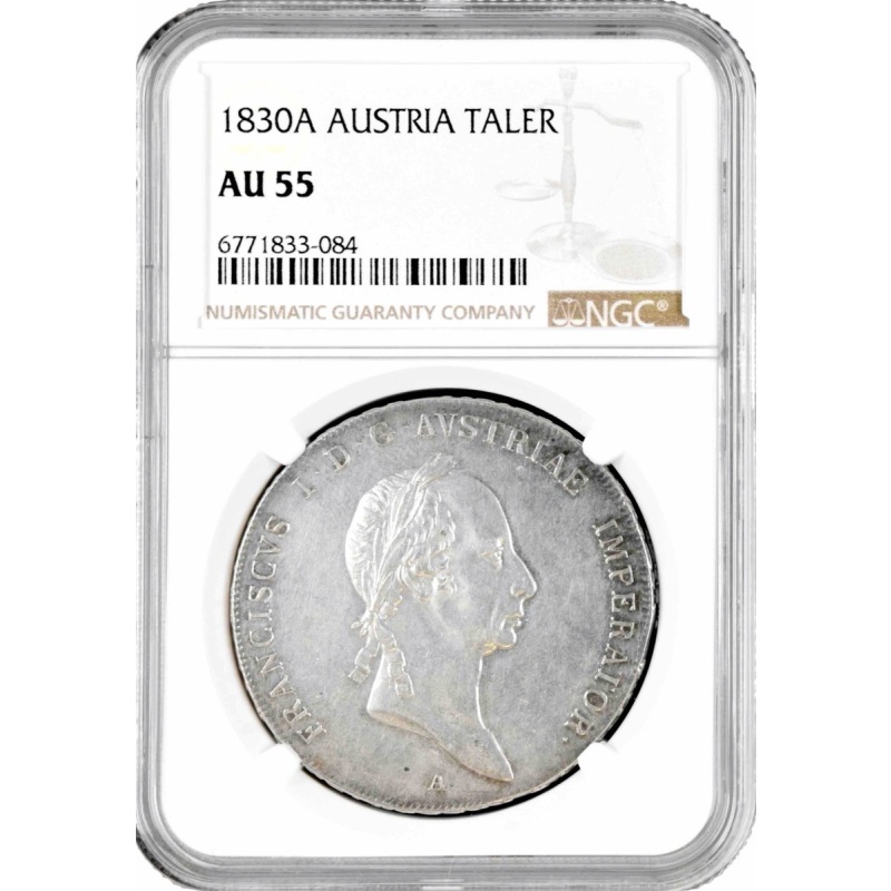 Austria 1 thaler 1830 A, NGC AU55, "Emperor Francis II (1804 - 1835)"