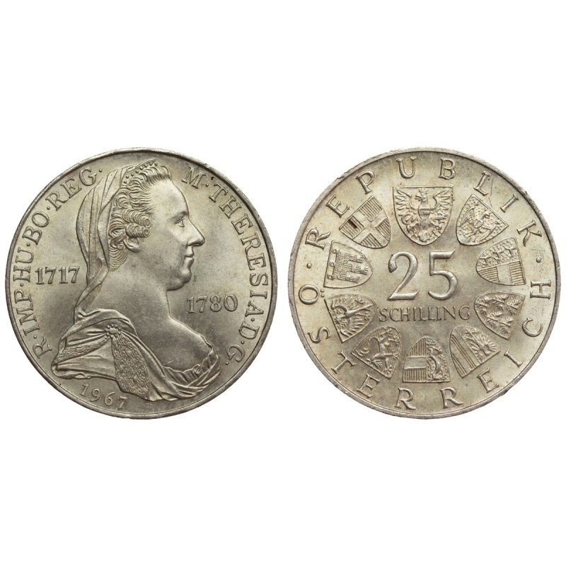 Austria - 25 Schilling 1967 - Maria Theresia, Silver