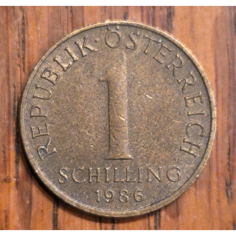 1986 Austria 1 Schilling, Denomination, 3 Edelweiss Flowers Aluminum-Bronze