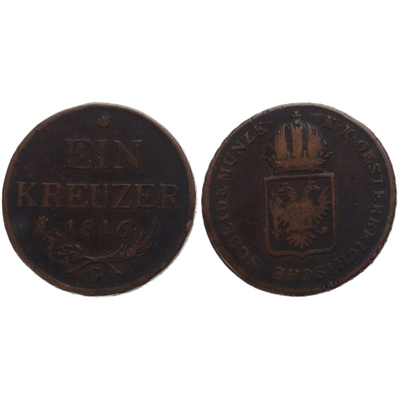Austria 1 Kreuzer 1816 G - Copper, 8.1g, Ø 26.6mm KM# 2113