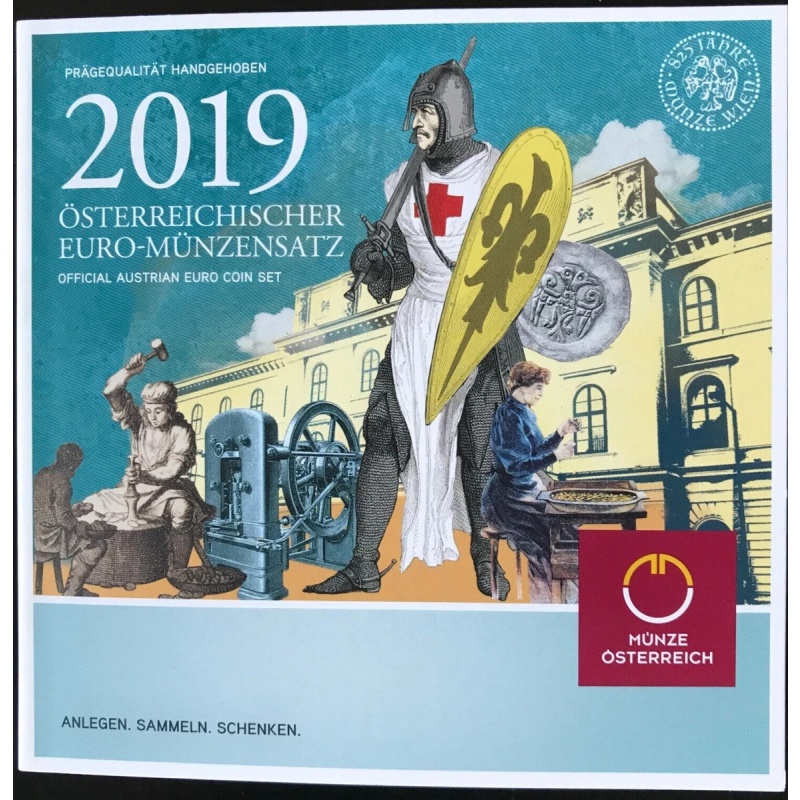Austria  2019 year Bu Full coin set from 1 cent - 2 euro total 8 coins