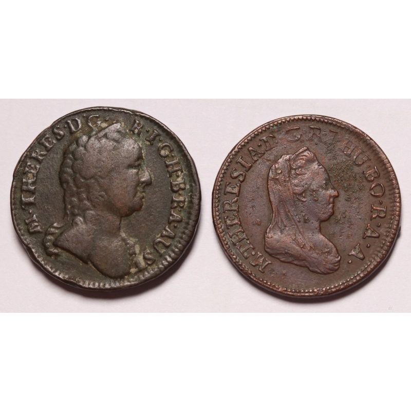 1761 K & 1780 K Austria 1 Kreuzer Copper Coins -  Maria Theresia