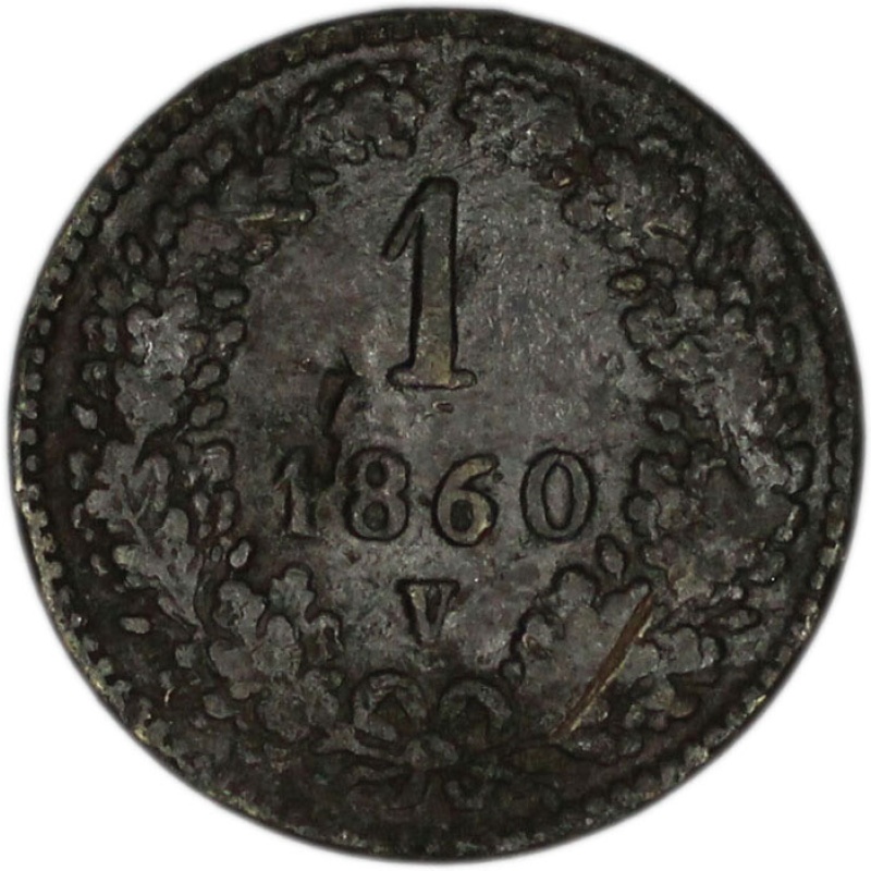 AUSTRIA coin 1 Kreuzer 1860 V Fine