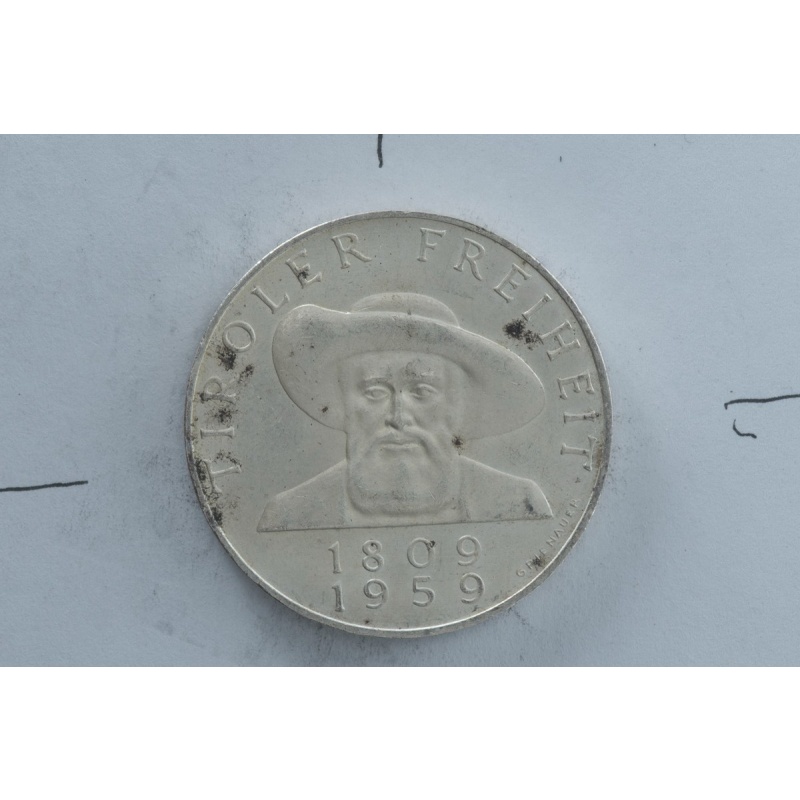 1959 Austria 50 Schilling Commemorative Silver Coin Tiroler Freiheit
