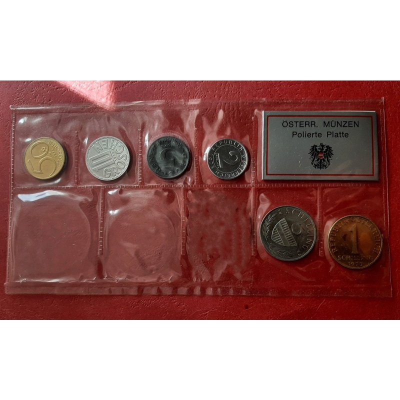 AUSTRIA Divisional Set 1973 2 Groschen to 5 Schilling PROOF without SILVER series