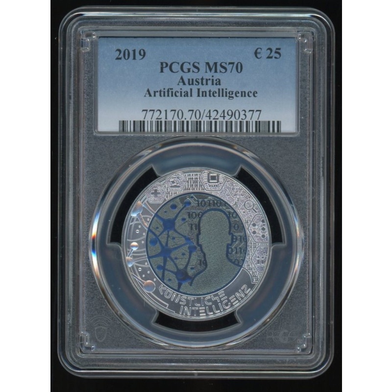 2019 AUSTRIA A.I. 25 EURO PCGS MS 70 SILVER & NOBIUM ONLY 65,000 MINTED!!