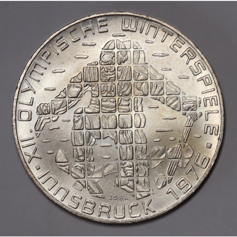1976 Austria 100 Schilling, Innsbruck Olympics, Silver KM#?2928 Unc Hall Mint