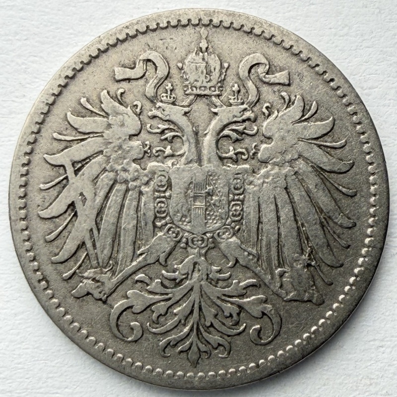 1893 Austria 10 Heller Copper Nickel Coin Nice Condition