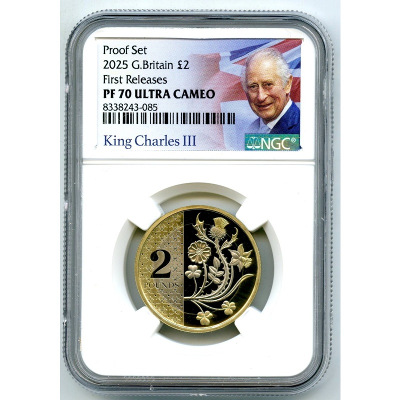 2025 2£ GREAT BRITAIN TWO POUND PROOF NGC PF70 UCAM NATL FLOWERS FIRST RELEASES