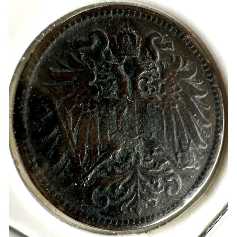 1899 Austrian Empire 2 Hellers, Copper Strike Minted In Vienna
