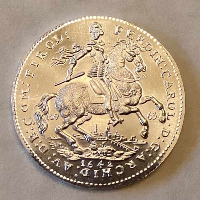 1963 BU Restrike of 1642 Austria Tirol Silver 2 Ducats - Archduke Ferdinand