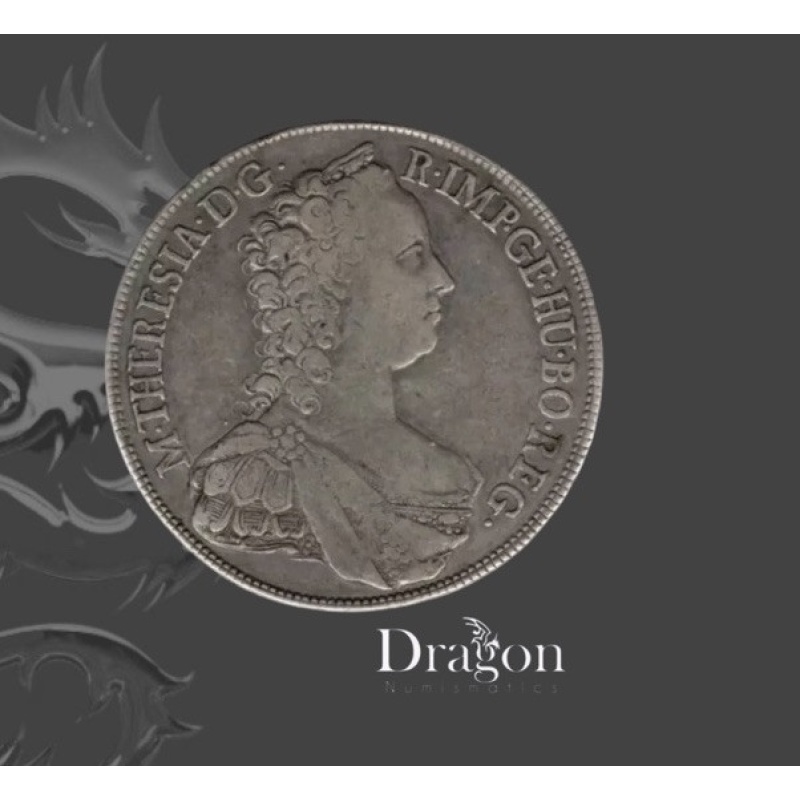 1762 Austrian Empire 1 Thaler - Maria Theresia  - Vienna Silver Coin Km#1817 Cir