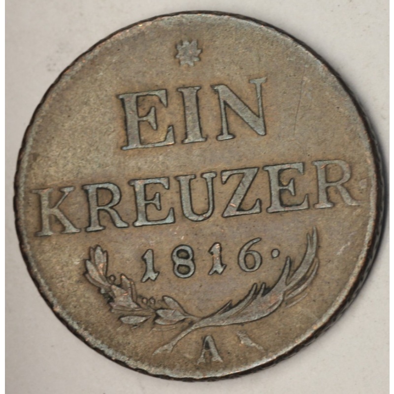 Austrian Empire ???? 1 Ein Kreuzer 1816 A. KM#2113. One Penny coin. Vienna Mint.