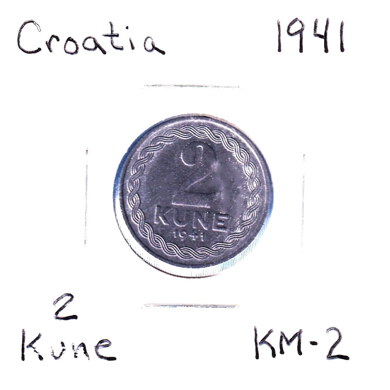 1941 Croatia 2 Kune (KM-2) Zinc [Italian-occupation]  Zagreb Mint