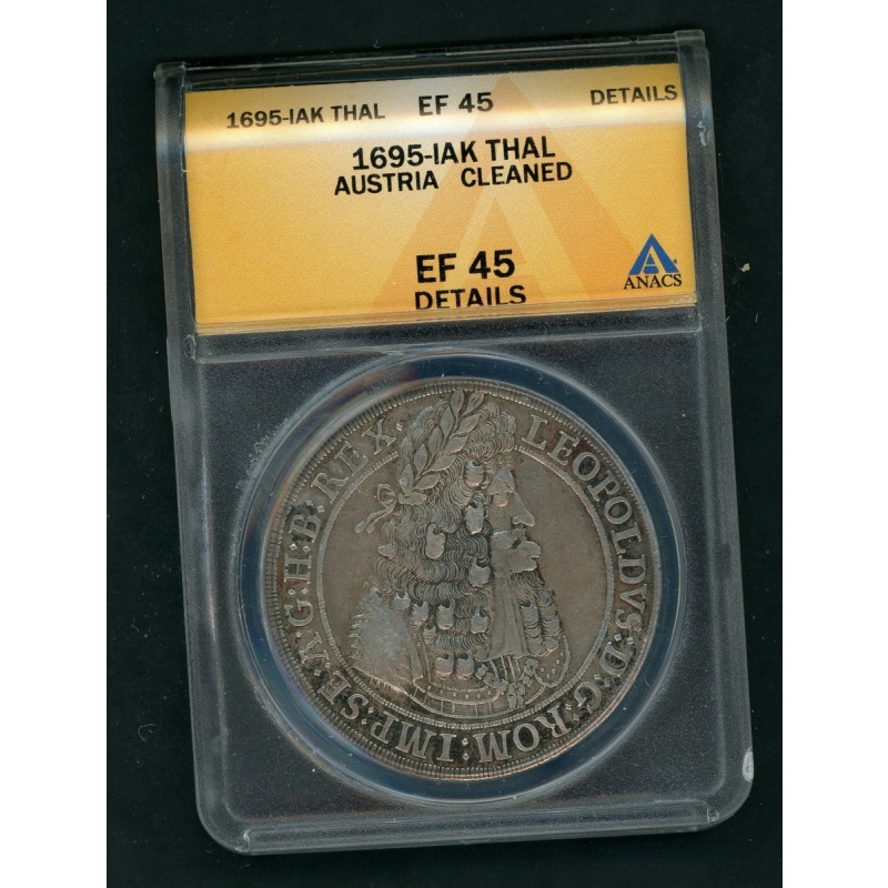 AUSTRIA 1695 IAK THALER SILVER COIN SLABBED ANACS EF 45 DETAILS KM# 1303.4