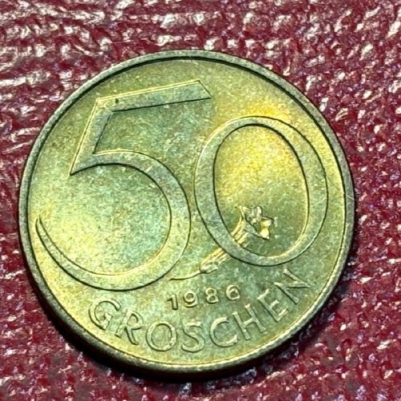SOME TONING 1986 AUSTRIA 50 GROSCHEN COIN-FEB621